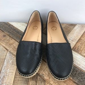 Flat Black Leather Margot Espadrilles by C. Wonder
